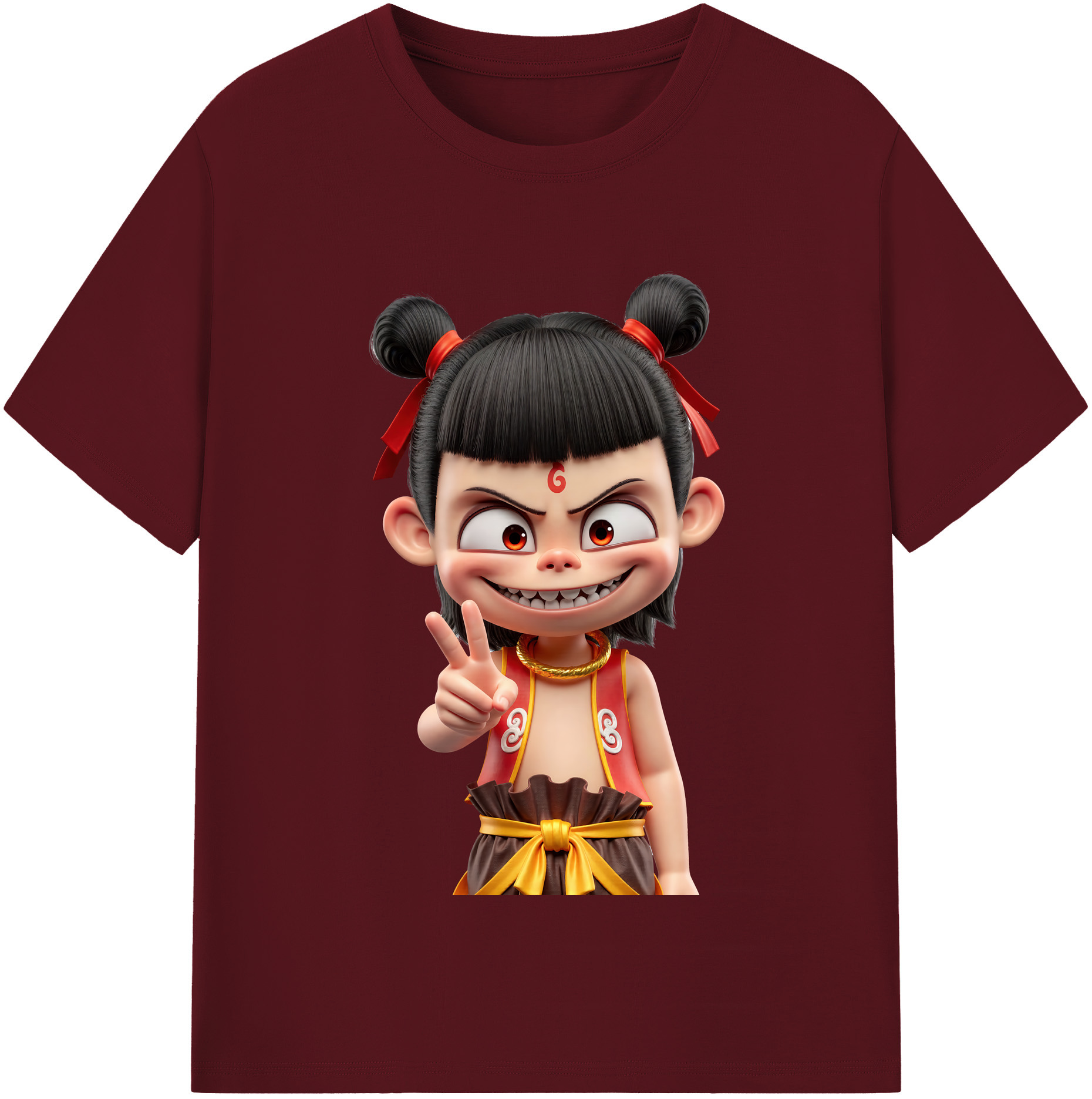 （画像用） Ne Zha 2 ナタ 魔童の大暴れ 綿100％半袖Tシャツ（フロントプリント）